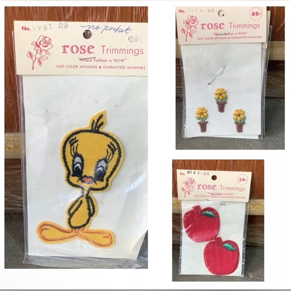 Vintage embroidered patches Rose Trimmings Appliques Lot Tweety Arts & Crafts